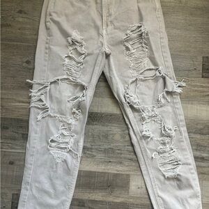 American Eagle Distressed Light Gray Jeans